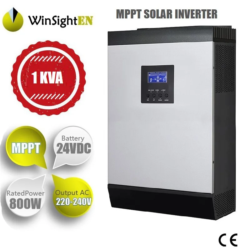 

1KVA 800W Hybrid Solar Inverter Pure Sine Wave 230VAC Built-in MPPT 24V Solar Charge Controller