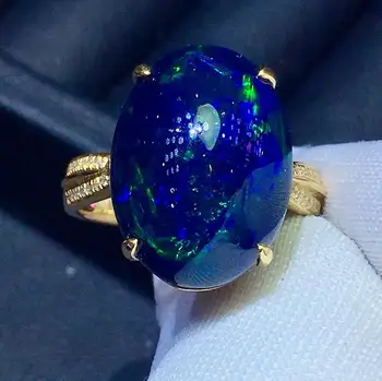 

N409 Opal Ring Fine Jewelry Pure 18 K Gold Jewelry 100% Natural 8.8ct Opal Gemstones Diamonds Female Rings for Women Fine Ring