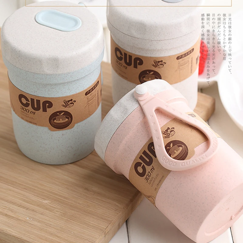 Creative Wheat Straw Breakfast Drink Porridge Cup Portable Breathable Sealed Soup Cans To Work New | Дом и сад