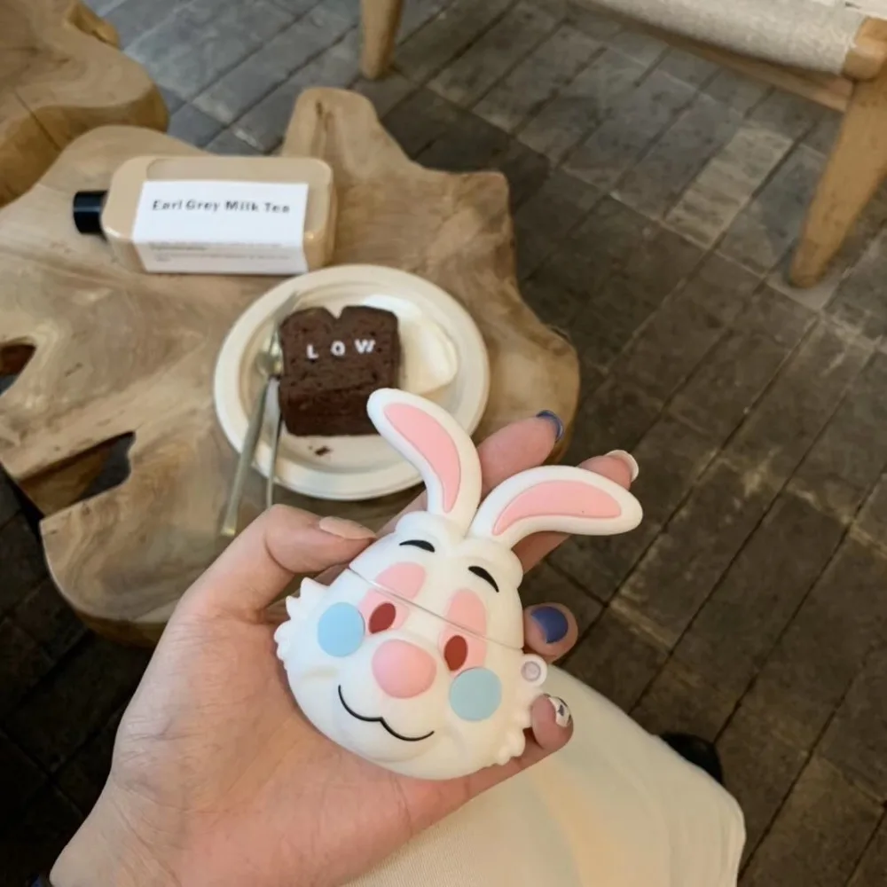 Чехол Airpods в Корейском стиле с объемным изображением кролика, медведя, динозавра, силиконовый Bluetooth беспроводной зарядный чехол для наушников Apple AirPods 1 2 Funda