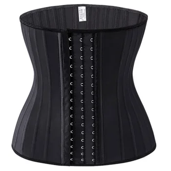 

3 Hooks And Eyes Corset 25 Spiral Steel Boned Shinning Latex Waist Trainer 1PC Adjustable Black Cream Waist Slimming Cincher