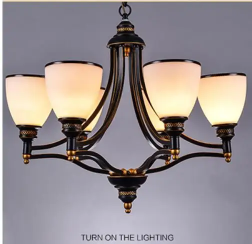 6 Light up Винтажный Лофт Европейский стиль масло втирают Бронзовый 3-светильник 5-светильник 6 светильник 8 светильник люстра стеклянные абажуры Металлическая лампа - Цвет абажура: 6 Light up