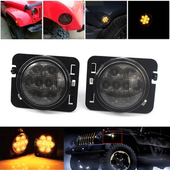 

Hot 1Pair Car LED Turn Signal Light Fender Parking Side Marker Lamp Fit for Jeep Wrangler JK 2007-2017