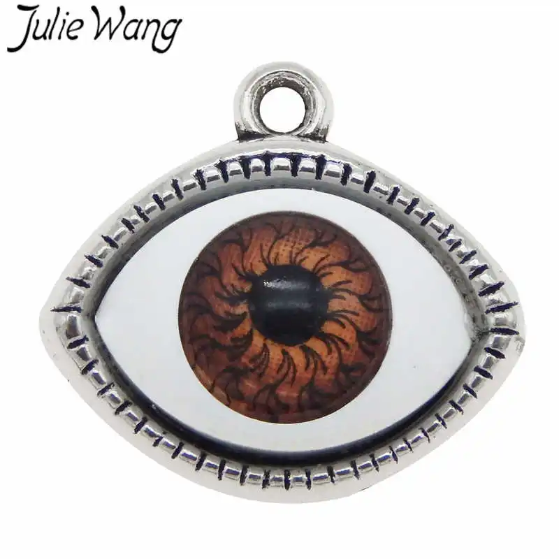Julie Wang, 7 шт., сплав, человеческий сглаза, амулеты, пластмассовый глаз, многоцветное ожерелье, Подвески, браслет, аксессуары для изготовления ювелирных изделий - Окраска металла: 54184