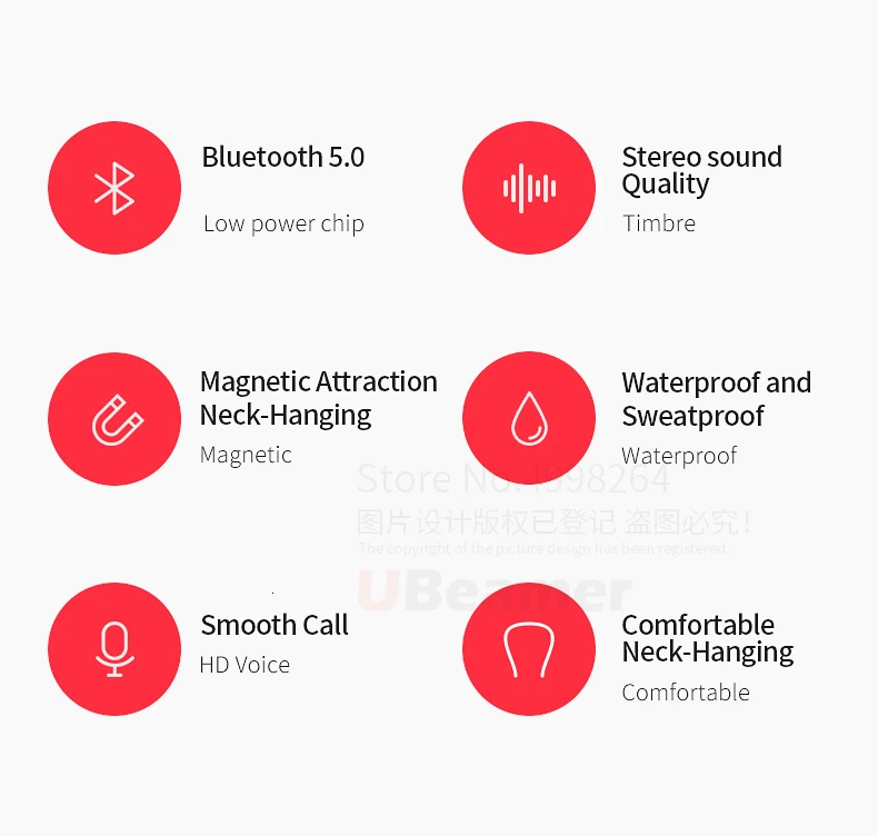 Ubeamer Q9 наушники Bluetooth V5.0 водонепроницаемые Висячие Наушники Беспроводная гарнитура HIFI микрофон