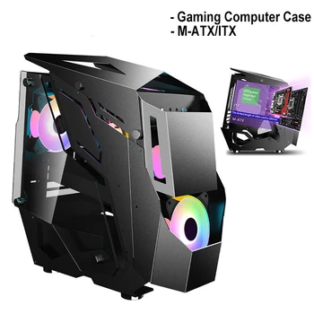 

Desktop ATX Computer Case Gamer Gaming Computer Towers Water-Cooled Tempered Glass USB 3.0 PC Case Support M-ATX/ ITX Motherboad