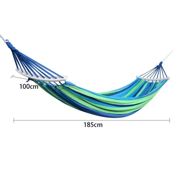 

185X100cm Hammock Rainbow Striped Outdoor Leisure Bed Travel Camping Hanging Hammock Single Swing Lazy Chair Canvas,Blue