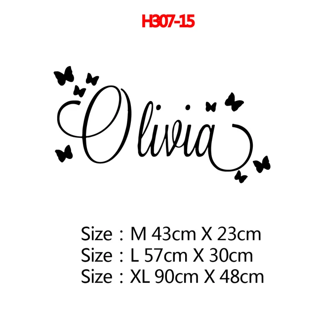 Personalized Custom Name Butterfly Wall Sticker Wallpaper For Nursery Kids Room Decoration Vinyl Stickers Bedroom Decals H307-15