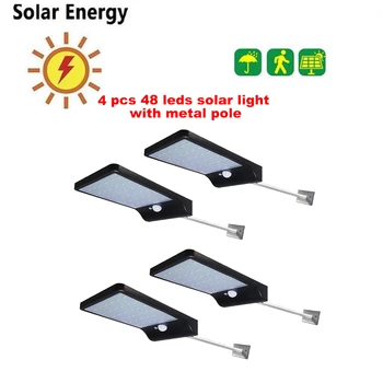 

2/4pcs 48 Leds Garden Led Solar Light Human Infrared PIR Motion Sensor Wall Lamp Security Waterproof IP65 Outdoor Lighting secur