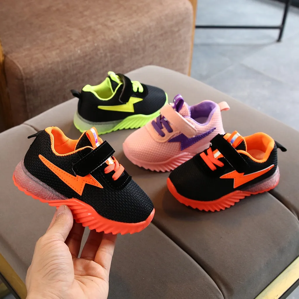 TELOTUNY, размеры 21-30, детская светящаяся обувь со светодиодной подсветкой, детская обувь на липучке, Детские светящиеся спортивные кроссовки 930