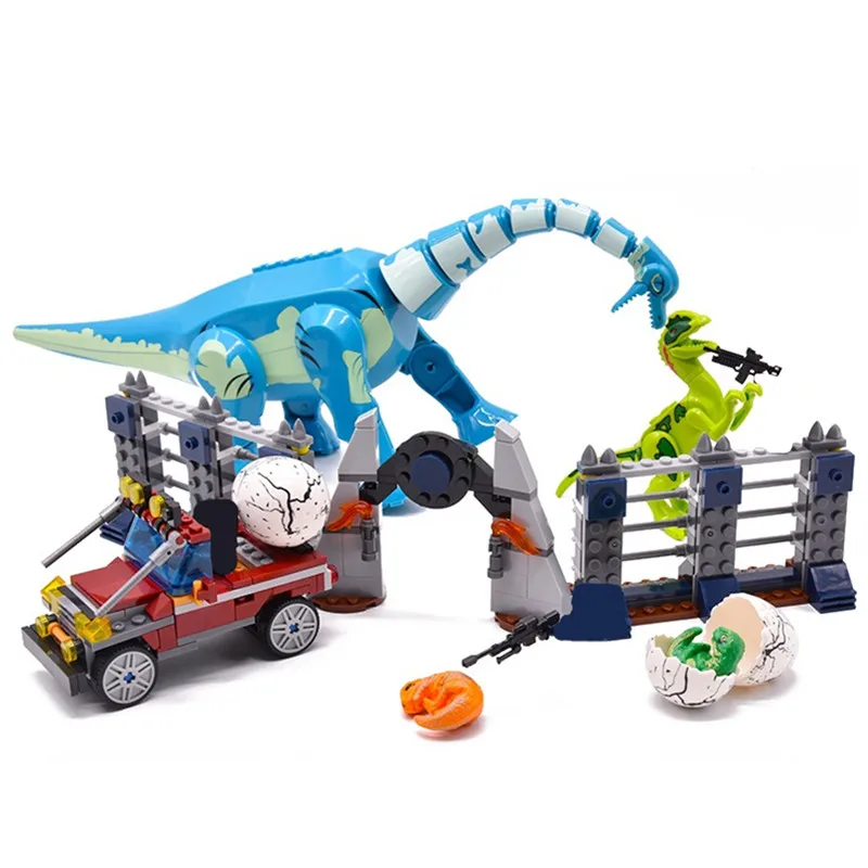 

2019 Jurassic World Park Raptor Dinosaurs Tanystropheus Velociraptor Egg Baby Figures Building Blocks Bricks Kids Toys Gift