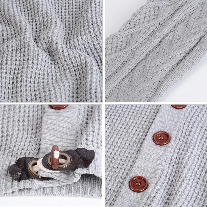 Puimentiua Men's Knit sweater Thick Wool Turtleneck Long Sleeve Jacket Cardigan with Horn Button Men's Sweater Jacket 2019 Puimentiua Men's Knit sweater Thick Wool Turtleneck Long Sleeve Jacket Cardigan with Horn Button Men's Sweater Jacket 2019