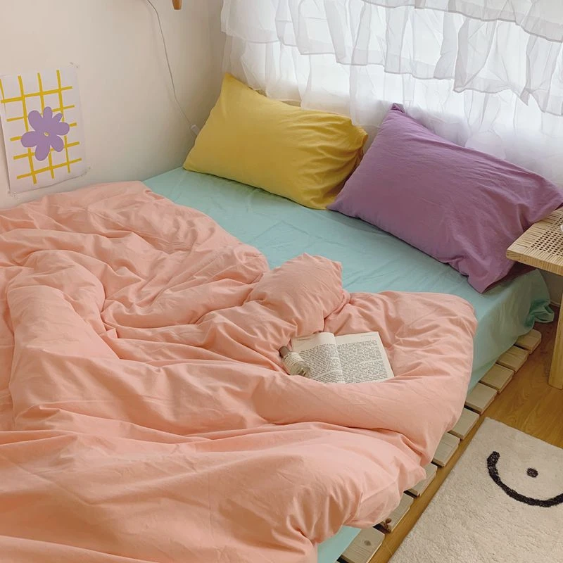 Korean Simple Bedding Set Aesthetic Modern Design Bedding Set For Girls