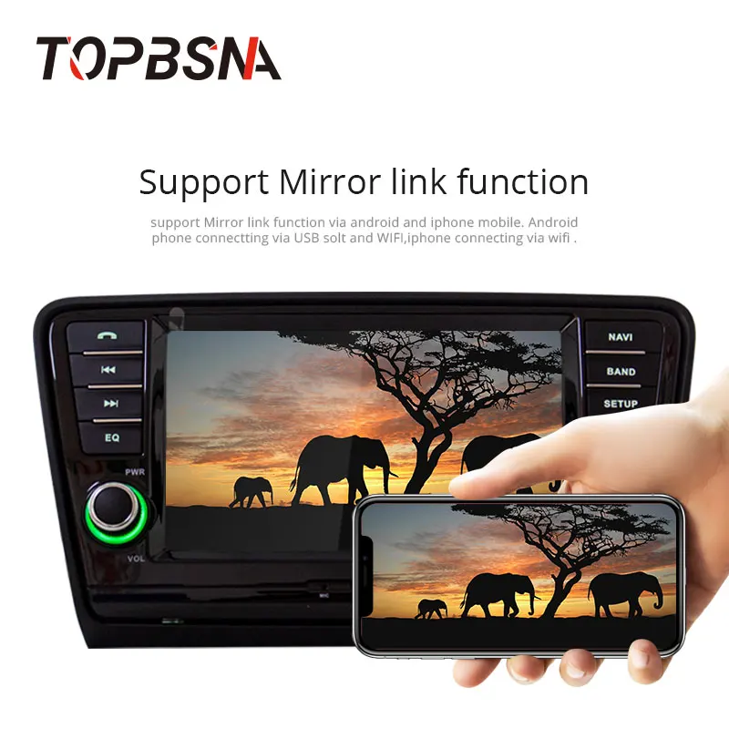 Top TOPBSNA 1 Din Car Multimedia Player Android 9.0 For Skoda Octavia GPS Navigation Automotive Car Stereo Octa cores 4G+64G WIFI SD 3