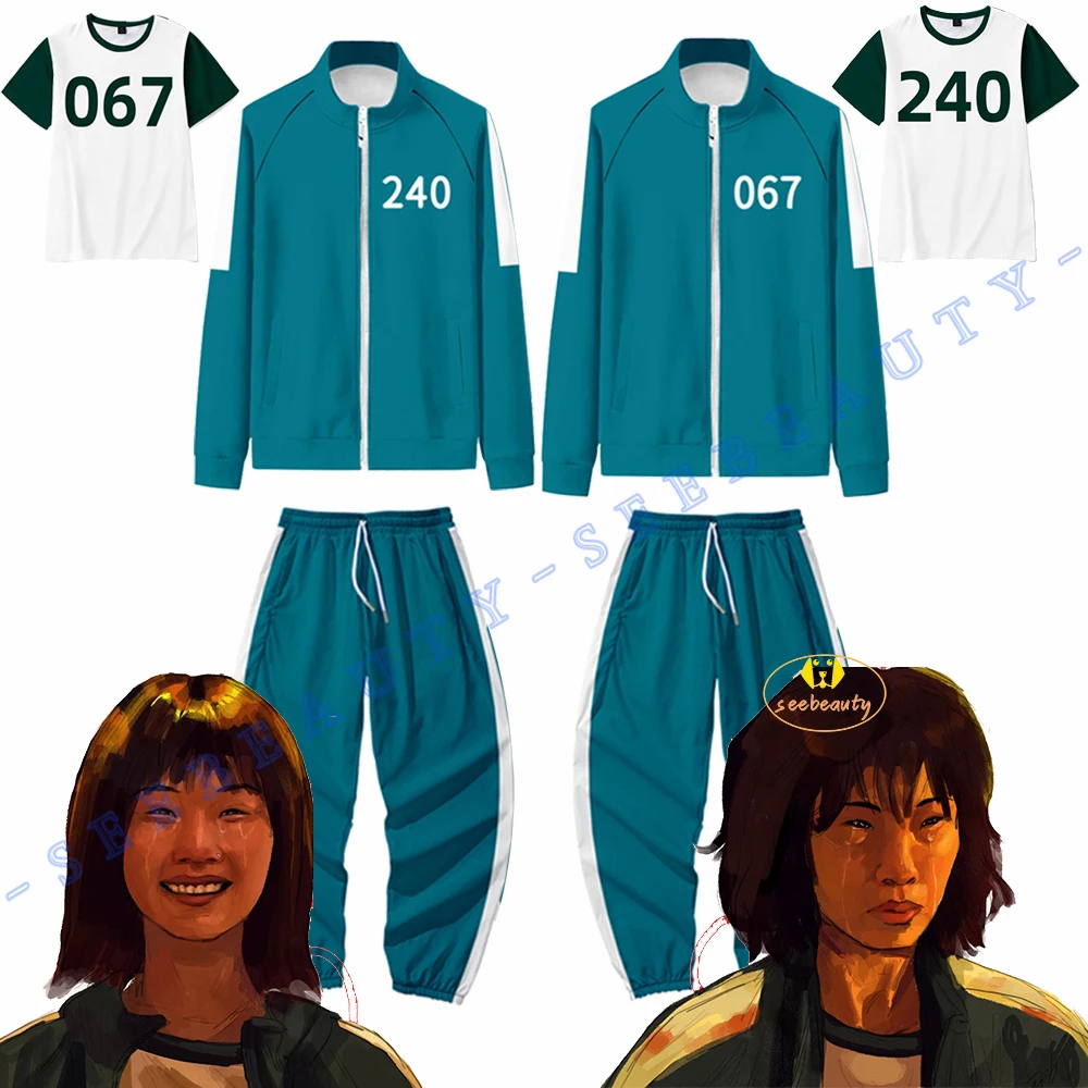 Костюм для косплея из игры кальмар 067 Kang Sae byeok Yaoi 240 Ji yeong Round Six 456 Seong Gi Hun Куртка