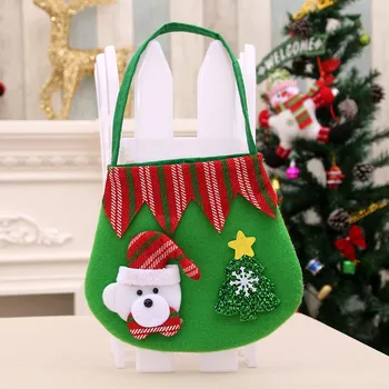 1pcs Santa Sacks Drawstring Christmas Gift Bags, 3D Design Fabric Christmas Bags for Christmas Party Supplies 29