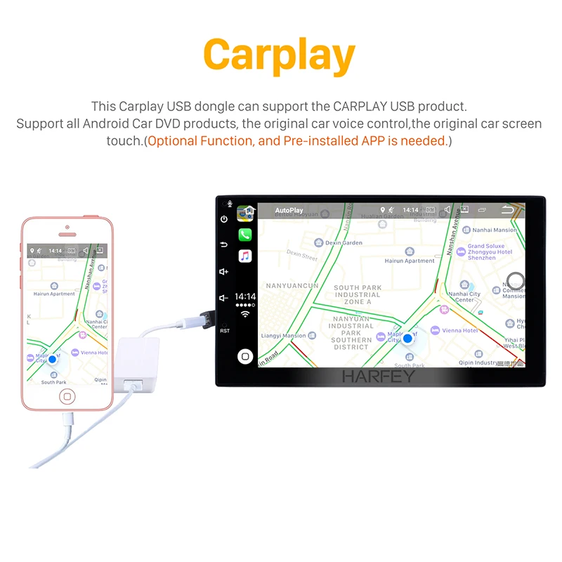 Top Harfey Universal Car GPS Autoradio Navi 9" HD Android 8.1 Stereo RHD with WIFI Bluetooth AUX Music support DVR Carplay OBD SWC 1