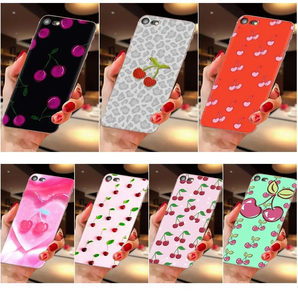 For Samsung Galaxy A10 A20 A20E A3 A40 A5 A50 A7 J1 J3 J4 J5 J6 J7 2016 2017 2018 Soft Custom Phone Pink Cherries Pattern | Мобильные