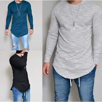 

Men's Slim Scoop Neck Long Sleeve Tee T-Shirts Casual T-shirt Tops Male C71