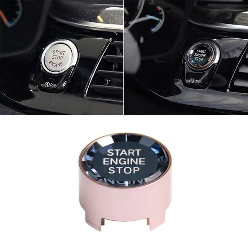 Двигатель автомобиля кнопка зажигания для BMW X5/6 plus/7 нажатием одной кнопки автомобиля стоп старт стильная кнопка Зажигания для автомобиля с украшением в виде кристаллов бесключевого доступа Системы иммобилайзер - Цвет: pink