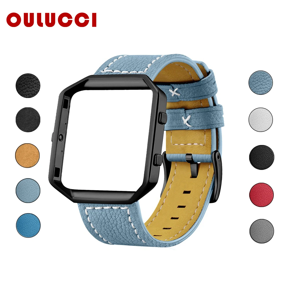 

Oulucci Leather watch band for fitbit blaze band with frame Replacement strap Metal frame for fitbit blaze band