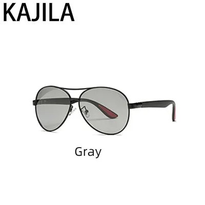 KAJILA, солнцезащитные очки, мужские, поляризационные, пилоты, Ретро стиль, для вождения, меняющие цвет, солнцезащитные очки для мужчин, градиентное зеркало,, UV400, P3025 - Цвет линз: Gray