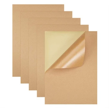 

200 Sheets / Batch A4 Size Blank Kraft Paper Sticker / Self-Adhesive A4 Kraft Paper Label Paper for Inkjet Printer Packaging