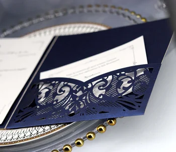 

50pcs Fancy Hollow lace card Pearl paper lace Invitation card Greeting Card Customize Business With RSVP Card Party Supplies