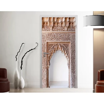 

Retro Landscape Door Mural Arch Gate 3D Landscape Door Sticker DIY Self-adhesive Waterproof Wallpaper Poste for Home Decoration