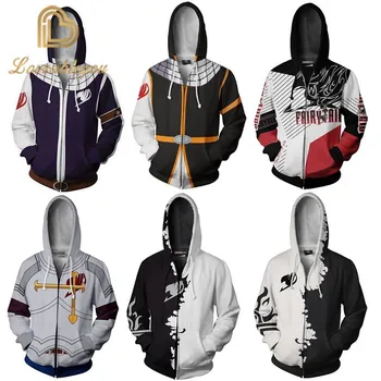 

2020 New Style Fairy Tail Series 3d Women Men Hoodie Cardigan Hooded Autumn Winter Sweatshirt Cosplay Anime Zipper Hoodies