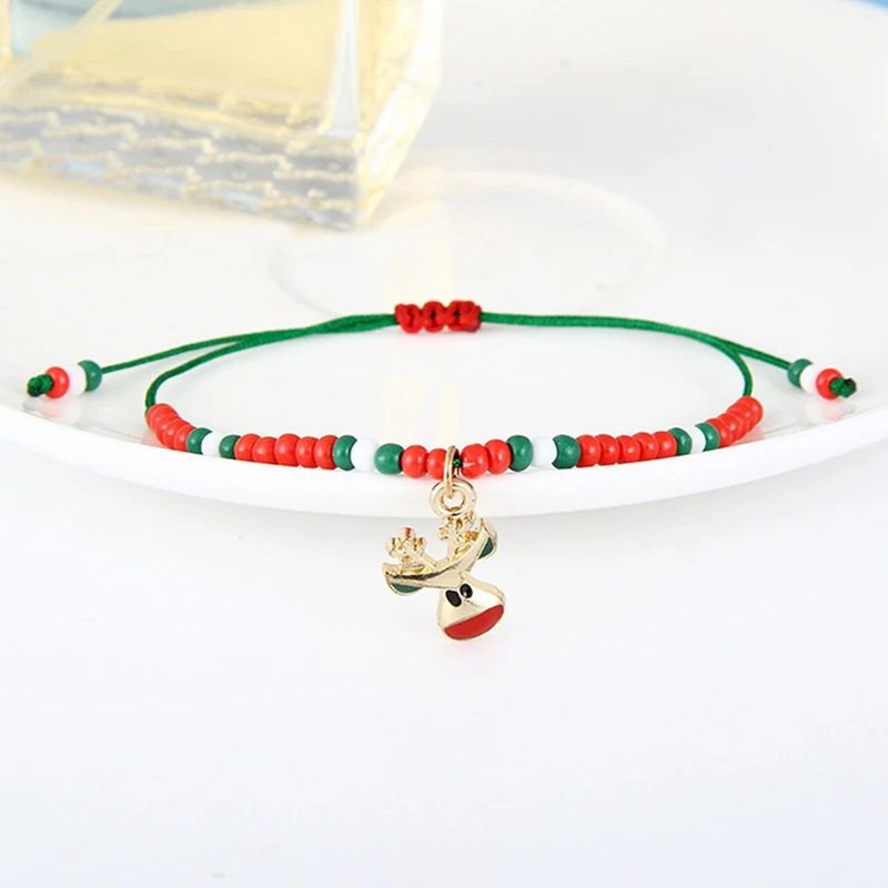 Pulseras de moda Christmas Beads Bracelets Santa Claus Pendant Christmas Gift Xmas Party Gifts Christmas Decorations