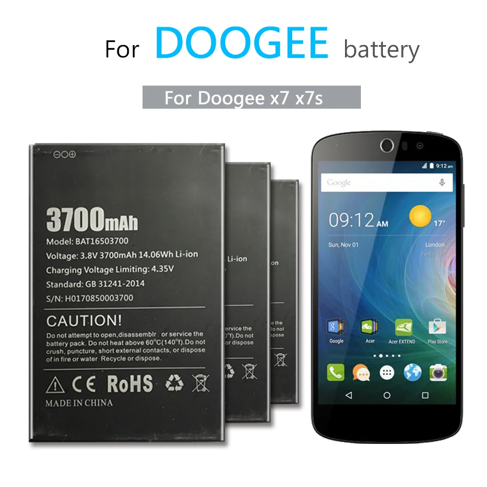 Аккумулятор Для Doogee X7 Pro аккумулятор 3700 мАч|Аккумуляторы для мобильных телефонов|