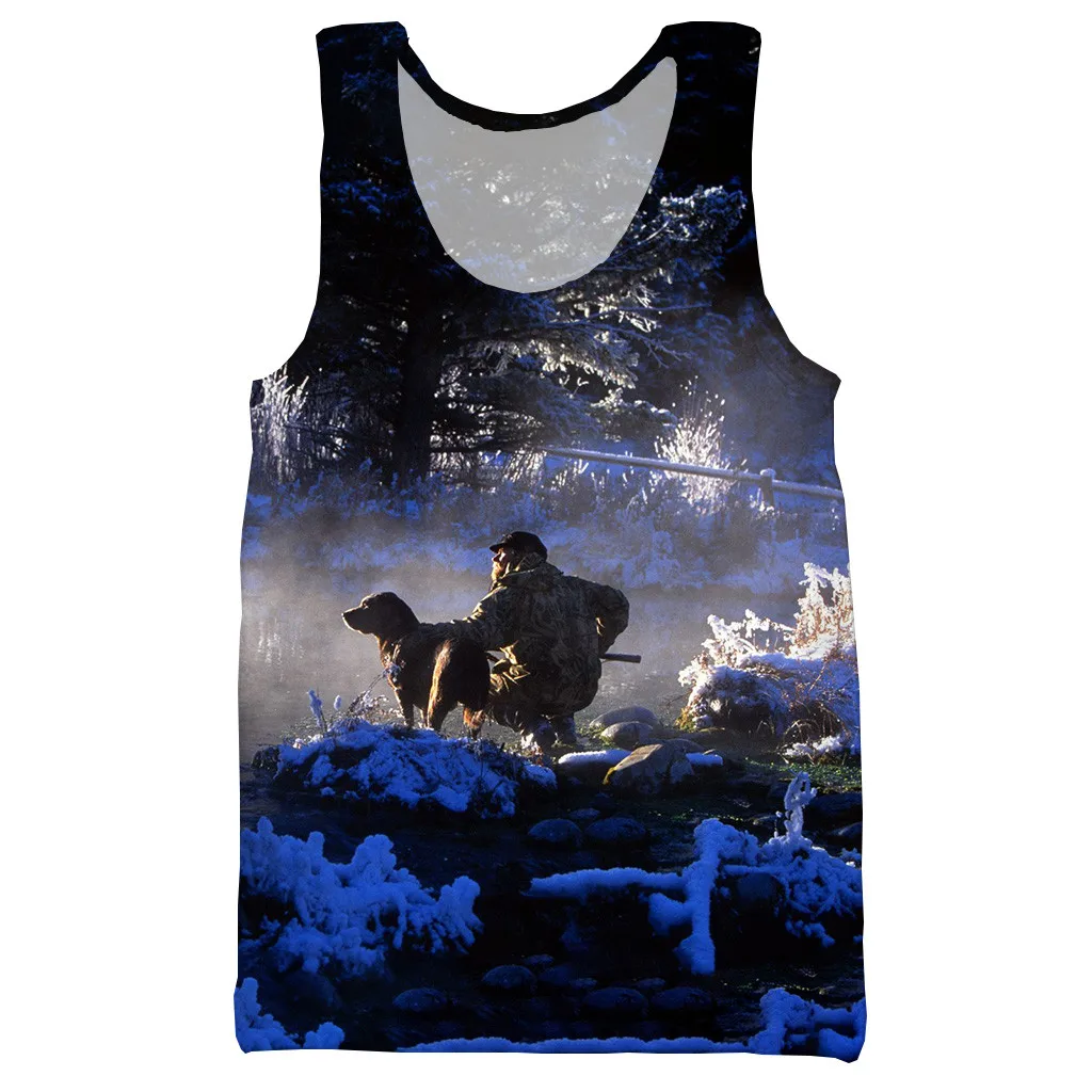 Funny cool hunting 3D printed unisex tank top for men fashion cool summer tank top work out men women tank tops halter tank top