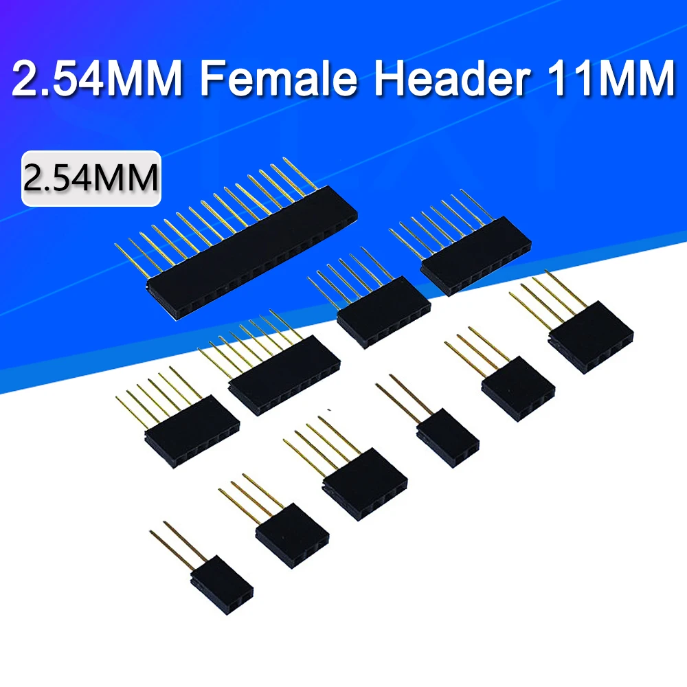 Pin Header 10-100pcs 1X2/3/4/6/8/10/15 Pin 2.54MM Stackable Long Legs Femal Header Arduino Shield Stlxy