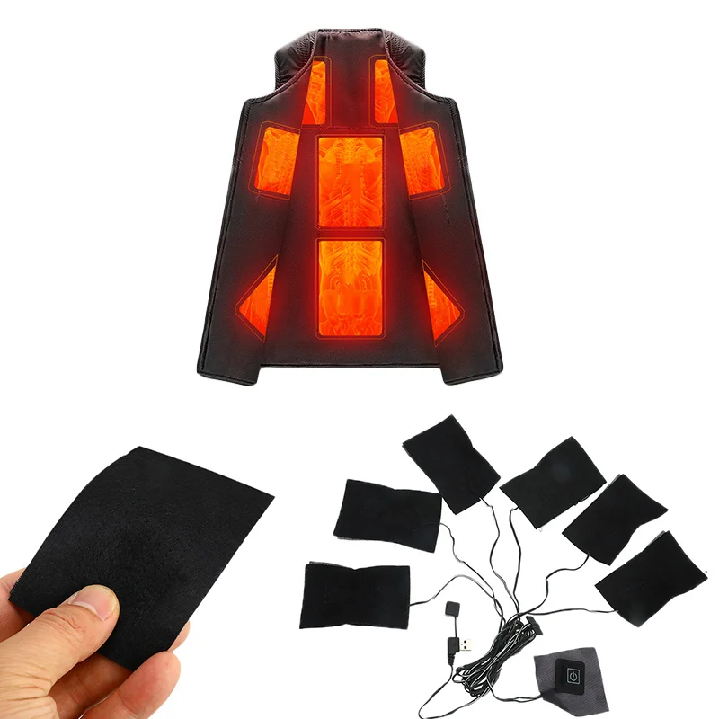 

1/8PCS USB Clothes Heater Pad Electric Heating Vest Pads for Outdoor Thermal Warm Winter DIY Heated Clothing Mobile Warm Gear