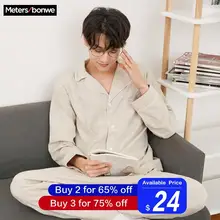 Metersbonwe, хлопковые Пижамные комплекты для мужчин, одежда для сна, высокое качество, мужское нижнее белье, домашняя одежда, пижама, домашняя одежда, домашняя одежда