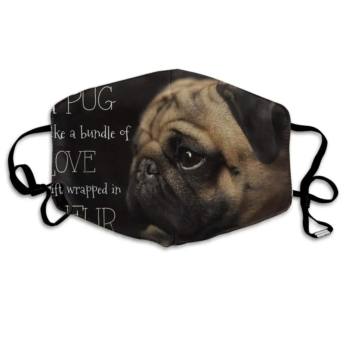 Polyester Anti-dust Mouth Mask Pug Dog Love Washed Reusable Mouth-Muffle Fashion Printed Face Masks for Outdoor Cycling Camping | Красота и