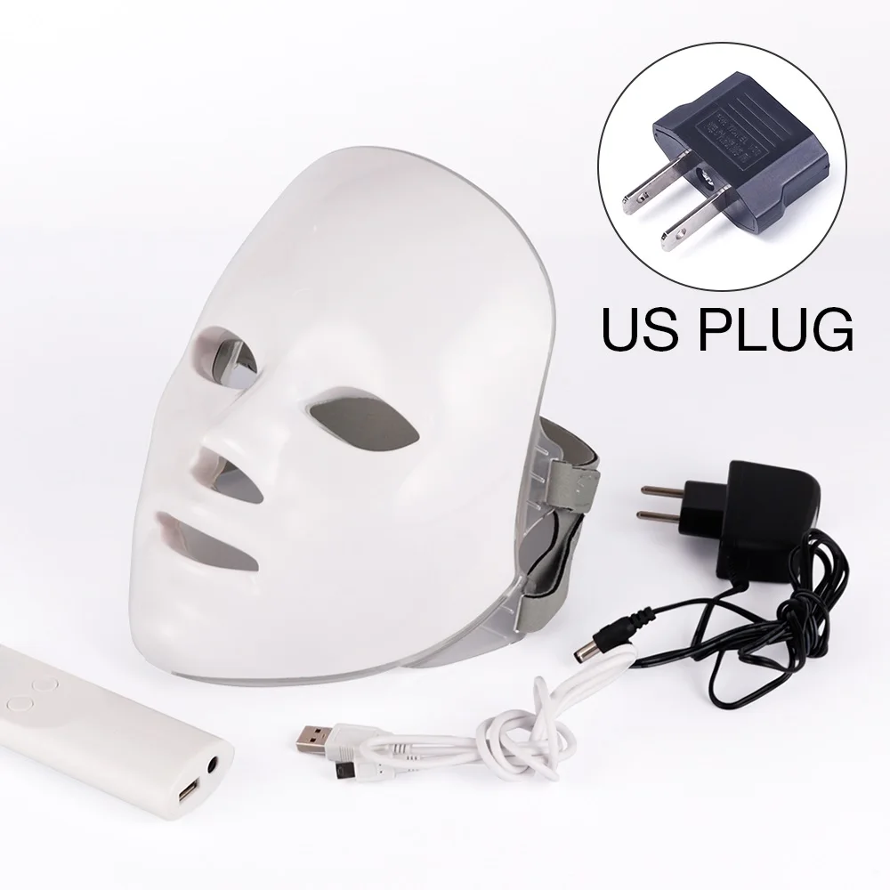 US plug Foreverlily корейский 7 цветов Светодиодная терапевтическая маска светлая маска для лица фотонная терапия светодиодная маска для лица корейский уход за кожей светодиодная маска терапия - Цвет: US plug