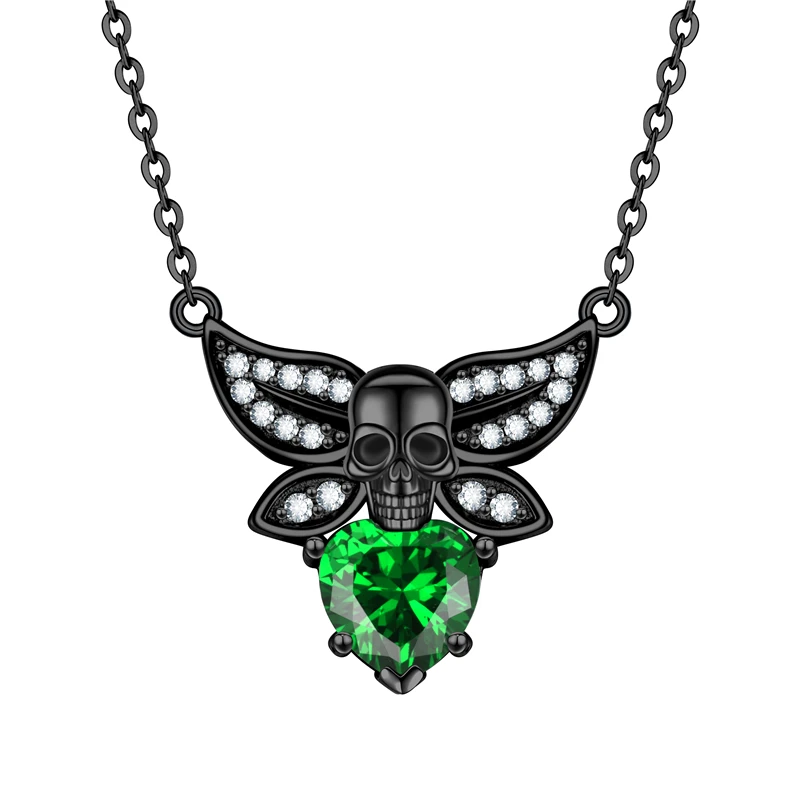 Сердце Кристалл Циркон Череп Крылья Ангела череп ожерелья женские свадебные