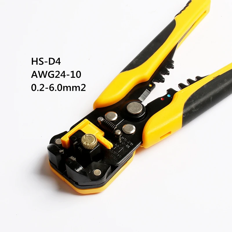 HS-D4 AWG24-10 0,2-мм2 дизайнерские многофункциональные автоматические плоскогубцы для зачистки кабеля Зачистка обжимка проводов инструменты для резки желтого цвета