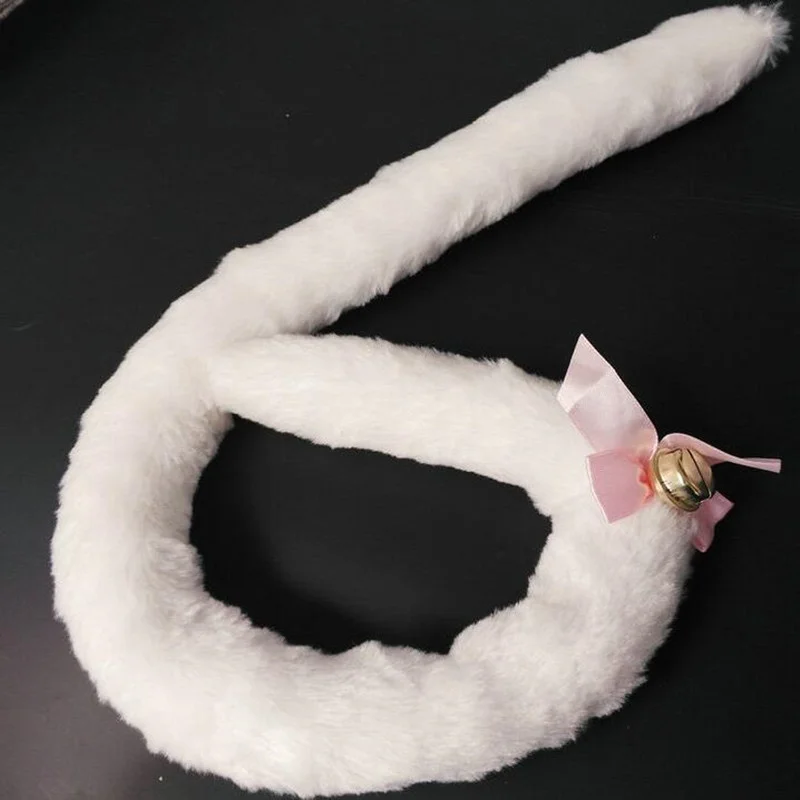Anime Women Fox Ear Cat Girl Plush Headband Tail Housekeeper Maid Dressing Set Props Carnival Party Cosplay Costume Halloween elvira costume