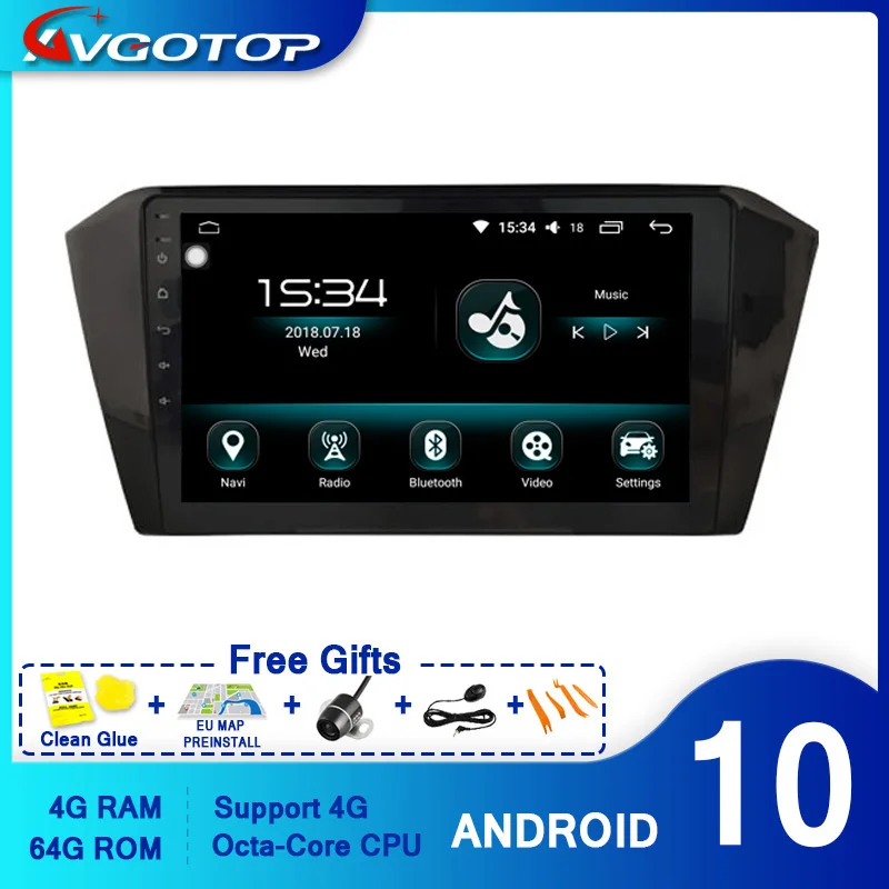 AVGOTOP ANDROID 10 0 Indash автомобильный Dvd-плеер для VOLKSWAGEN 2016-2017 PASSAT B8 4 Гб 64 ROM 3-канальный