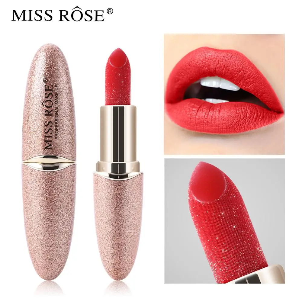 

MISS ROSE 12 Colors Lipstick Women Lip Gloss Long Lasting Moisture Cosmetic Red Lipstick Waterproof Lips Makeup