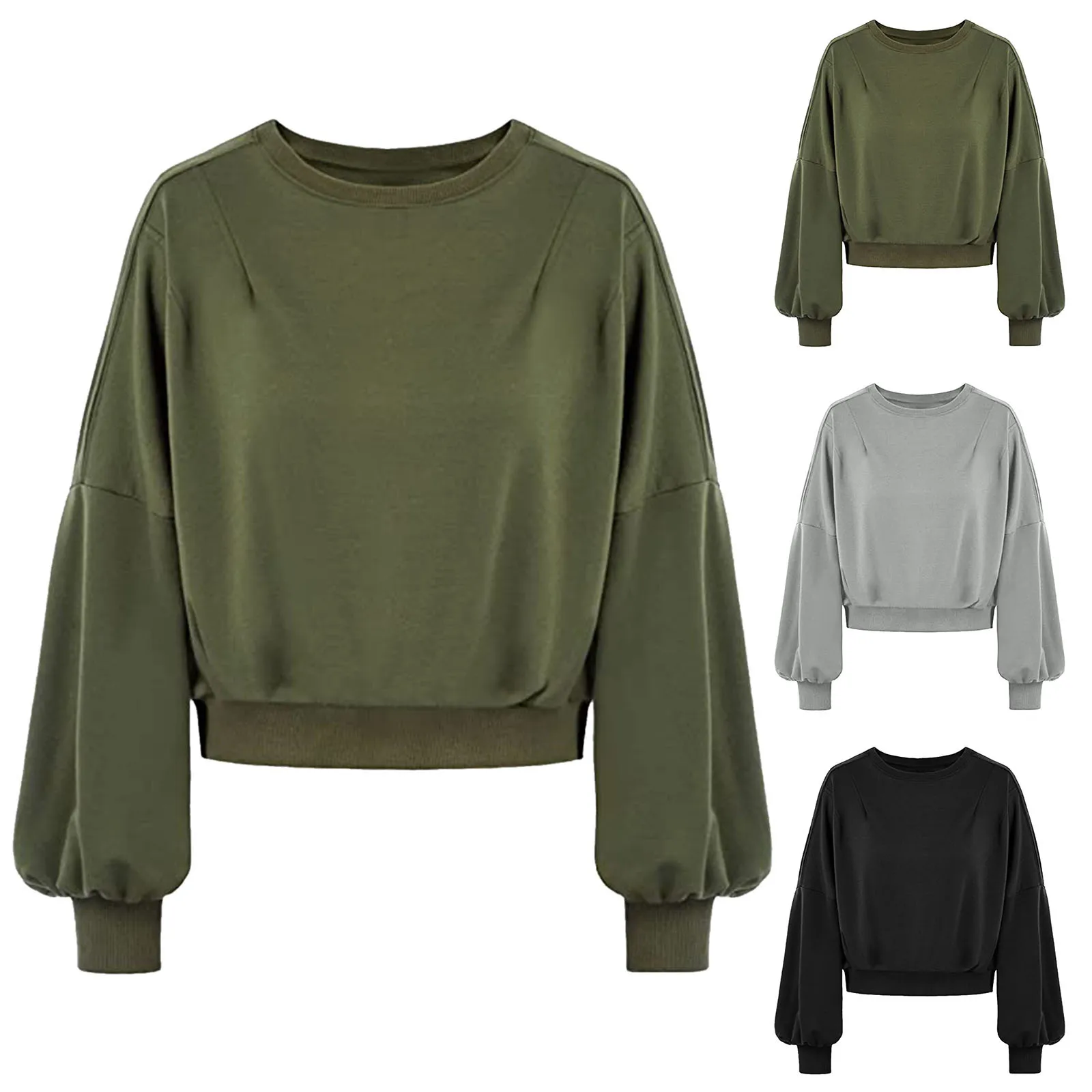 Women Solid Hoodies Plus Size Long Sleeve O-neck Pullover Top Autumn Casual Loose Sweatshirts Flame Female Clothes Sudadera 1