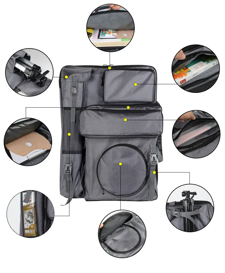 4K Artist Sketching Bag Large Capacity Student Travel Easel Bag Waterproof Backpack Board Sketch Tool Art Bag Painting Supplies
