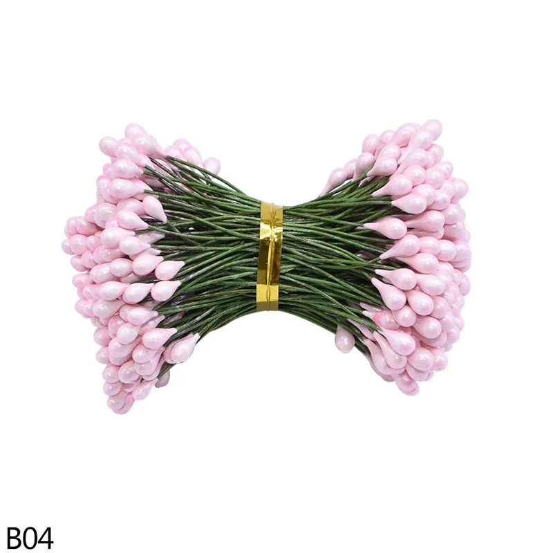 B04 130/260 шт 3 мм мини Двойные головки искусственные жемчужная тычинка бутон DIY ВЕНОК ручной работы Скрапбукинг ремесла в форме искусственных цветов - Цвет: B04