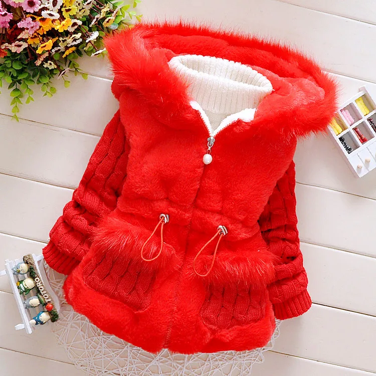 

2019 Winter Style Girls Padded Cotton Clothes Thick Winter Medium Length Cotton Lining Cotton-padded Jacket Children Winter Coat