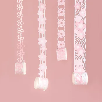 

Cute Synthetic Paper Tape Sakura Sea Hollow Series Hand Account Diary DIY Special-shaped Decorative Sticker Girl School Supplies