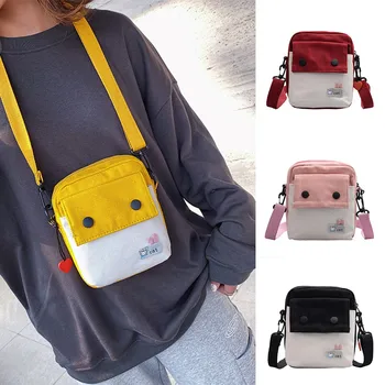 

2019 New Women's Embroidered Canvas Handbag Buckle Creative Cartoon Shoulder Bag Buckle creative cartoon shoulder bag Handbag