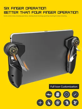 

Mobile PUBG Game Controller For Ipad Tablet Six Finger Game Joystick Handle Aim Button L1R1 Shooter Gamepad Trigger